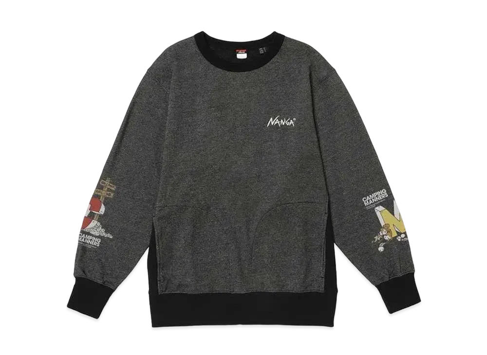 NANGA Eco Hybrid Camping Manners Wasps Sweatshirt(Unisex) "Blk"