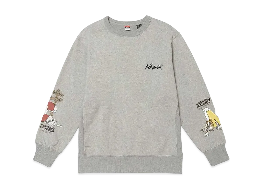 NANGA Eco Hybrid Camping Manners Mt.Weather Sweatshirt(Unisex) "L.Gry"