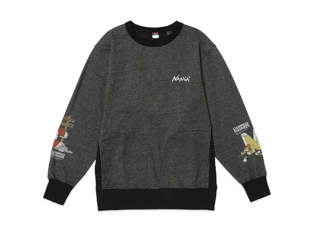 NANGA Eco Hybrid Camping Manners Mt.Weather Sweatshirt(Unisex) "Blk"