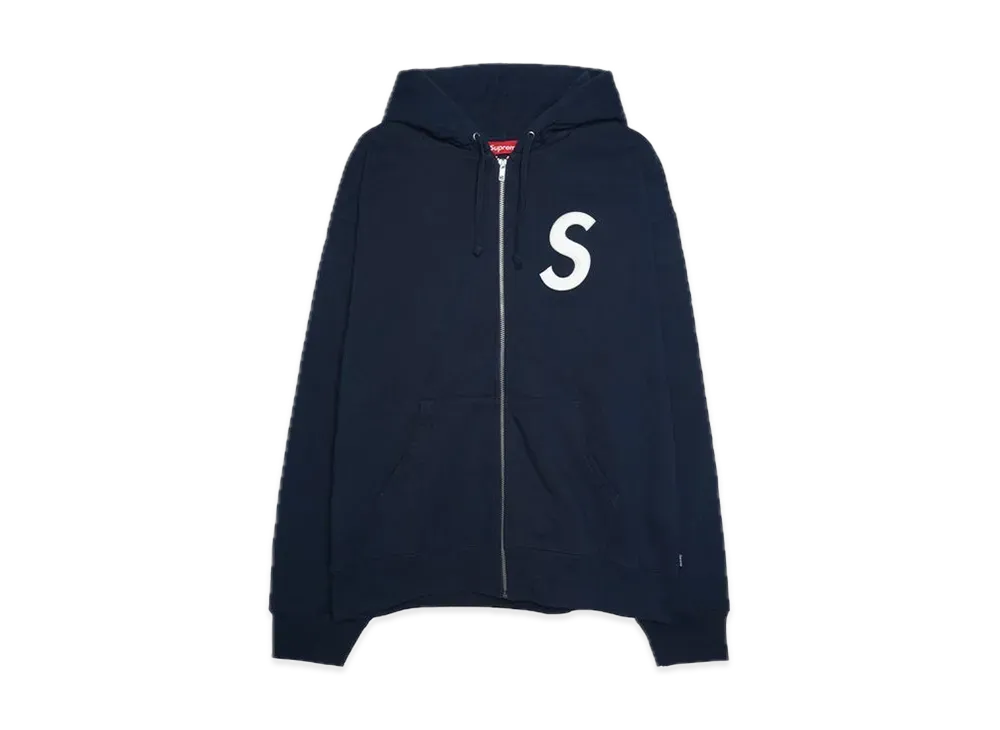 Supreme S Logo Zip Up Hooded Sweatshirt "Navy"