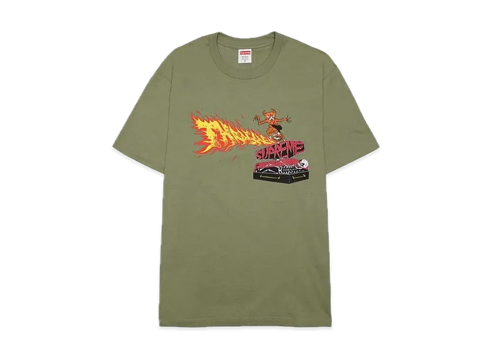 Supreme x Thrasher Back Tail Tee "Light Olive"
