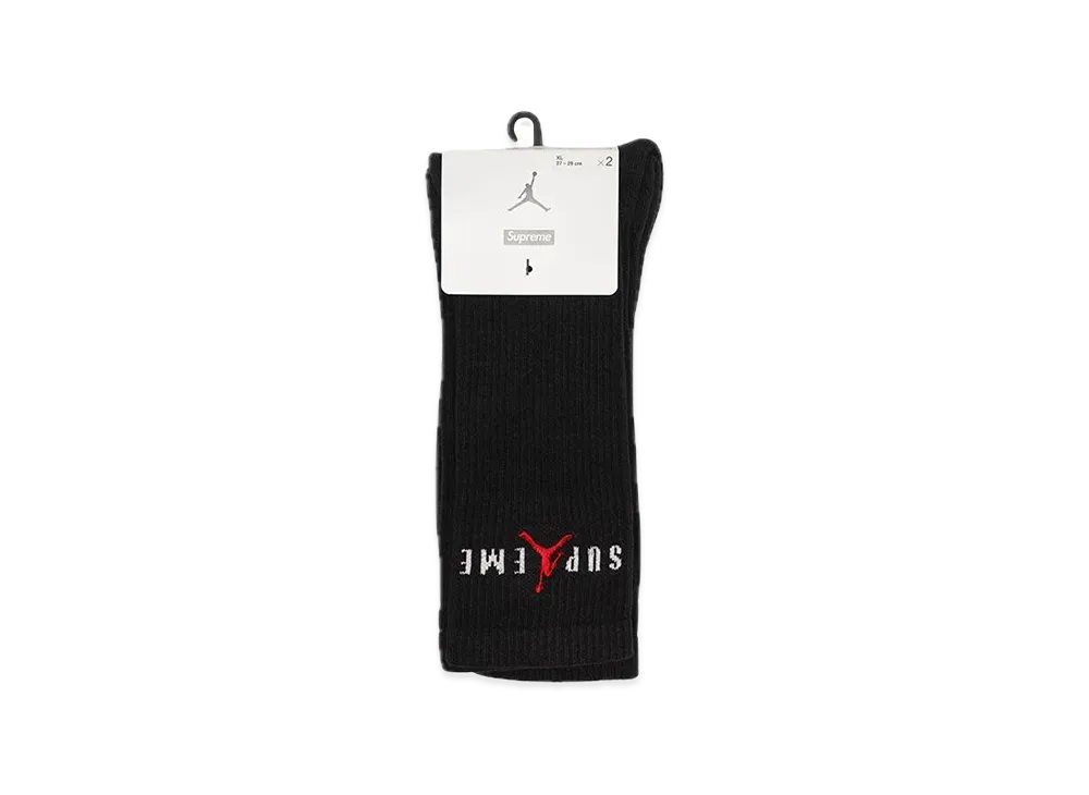 Supreme x Jordan Crew Socks (2 Pack) "Black"
