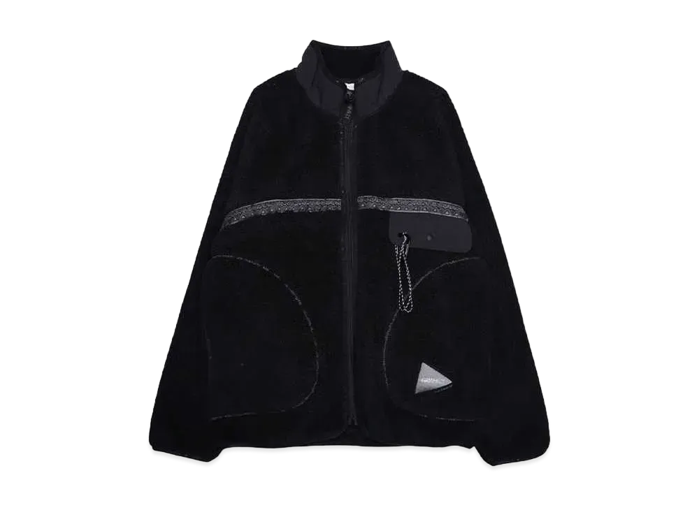 GRAMICCI x and wander JQ tape fleece jacket "BLACK"