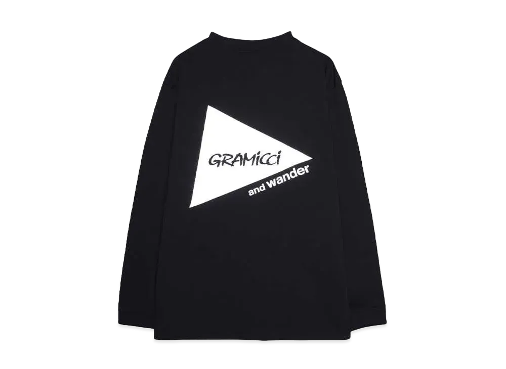 GRAMICCI x and wander backprint LS tee "BLACK"