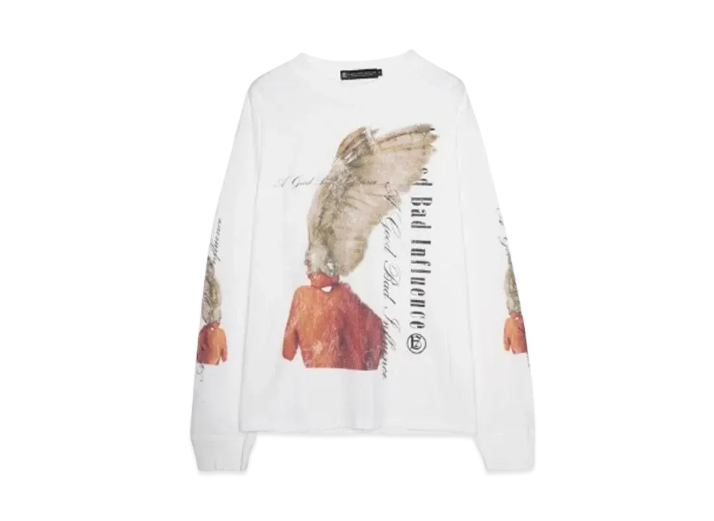 A GOOD BAD INFLUENCE WING WOMAN LONG SLEEVE T-SHIRT "WHITE"