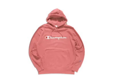 Champion Script Logo Print Hooded Sweatshirt "Pink"