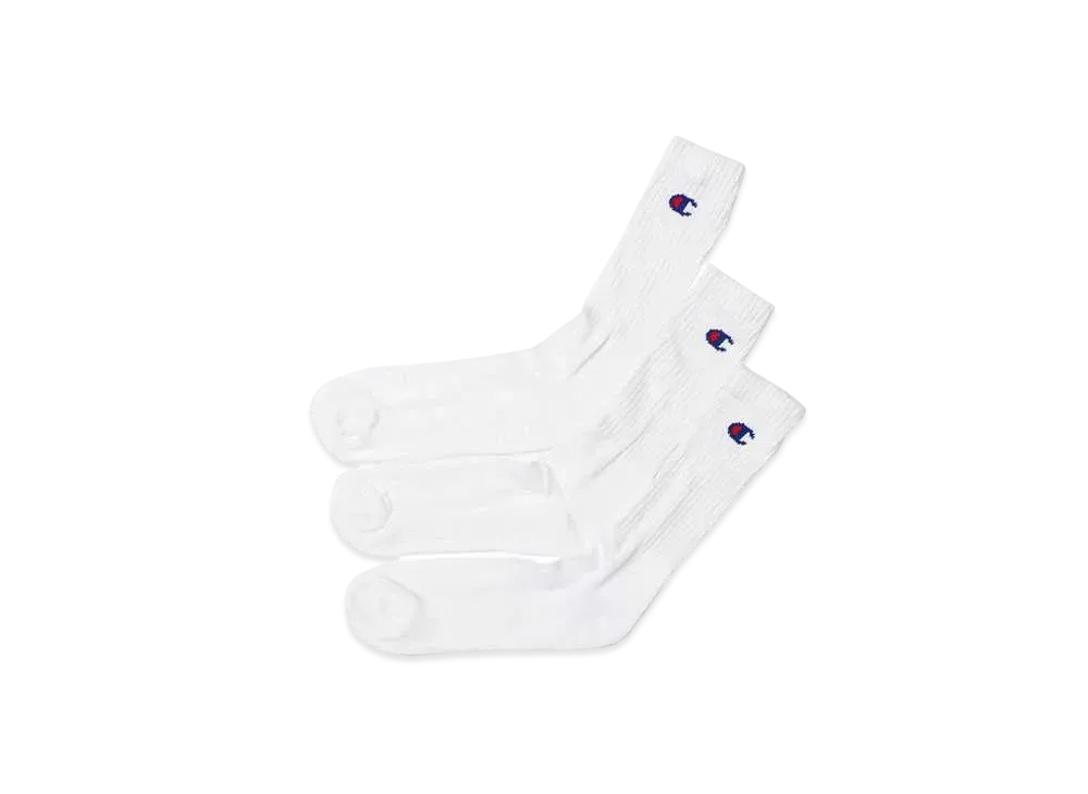 Champion 3 Pairs Full Length Socks (Half Pile) "White"