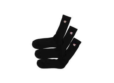 Champion 3 Pairs Full Length Socks (Half Pile) "Black"