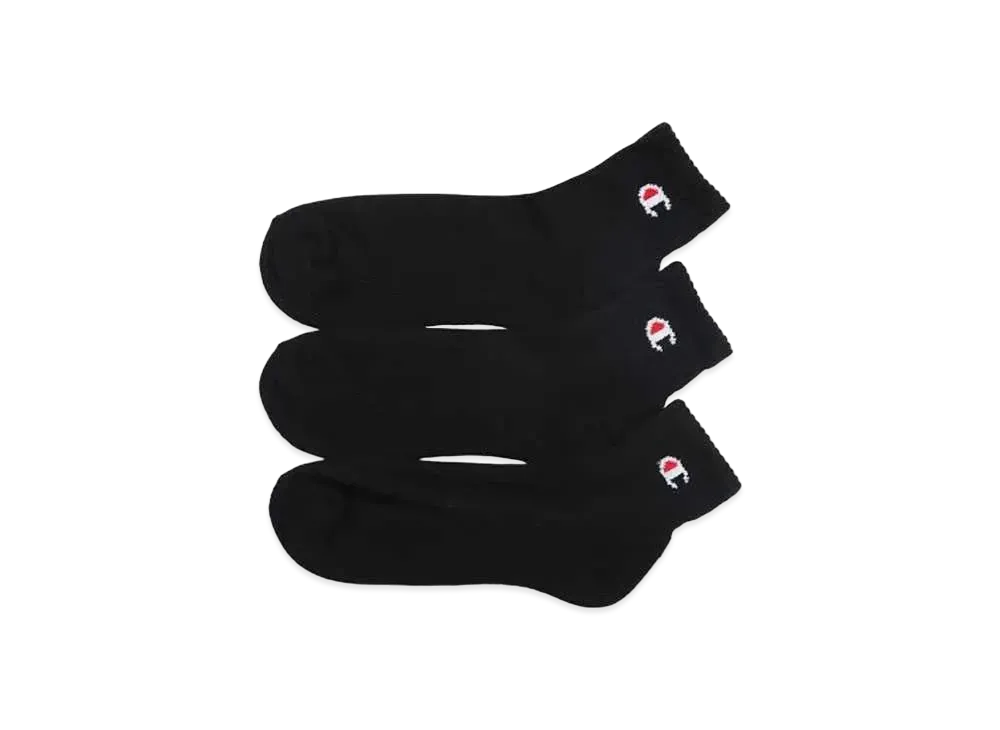 Champion 3Pair Quarter Length Socks (Half Pile) "Black"