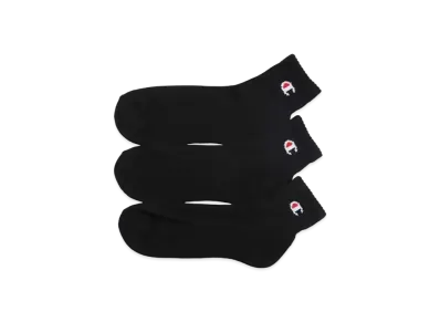 Champion 3Pair Quarter Length Socks (Half Pile) "Black"