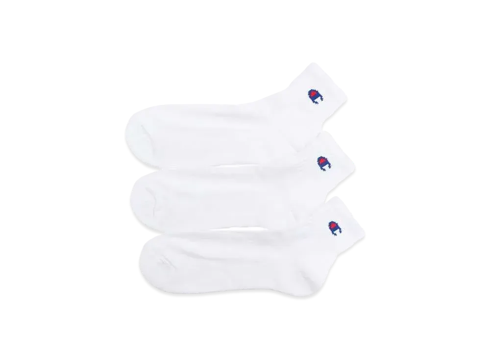 Champion 3Pair Quarter Length Socks (Half Pile) "White"