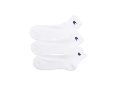 Champion 3Pair Quarter Length Socks (Half Pile) "White"