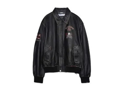 C2H4 x MMJ Washed Leather Jacket "FADED BLACK"