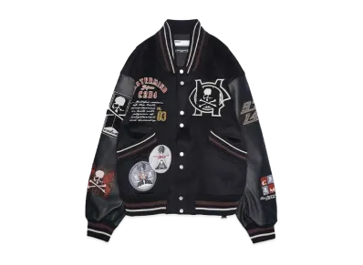 C2H4 x MMJ Curvilinear Varsity Jacket "SILENT BLACK"