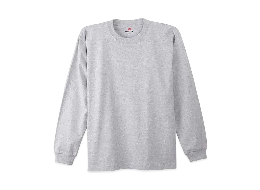 Hanes 2P BEEFY Long Sleeve T-shirt "Heather Gray"