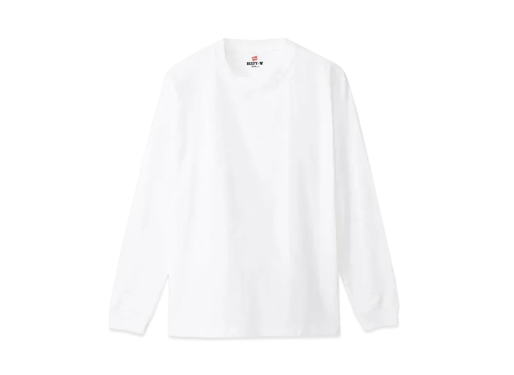 Hanes Large Size BEEFY Long Sleeve T-shirt "White"