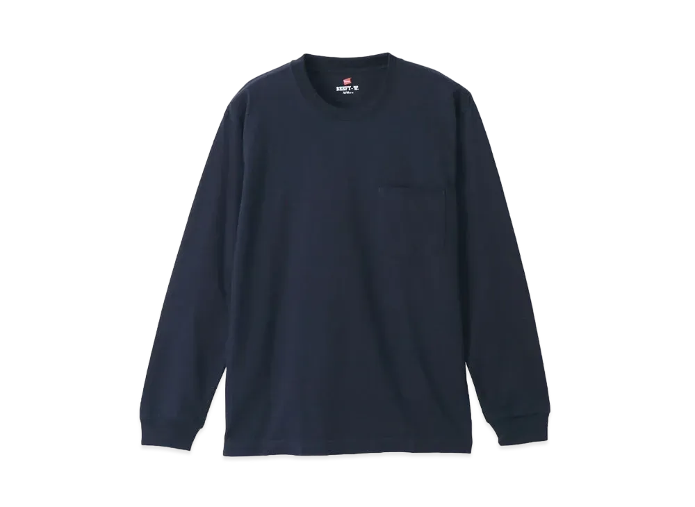 Hanes BEEFY Pocket Long Sleeve T-shirt "Navy"