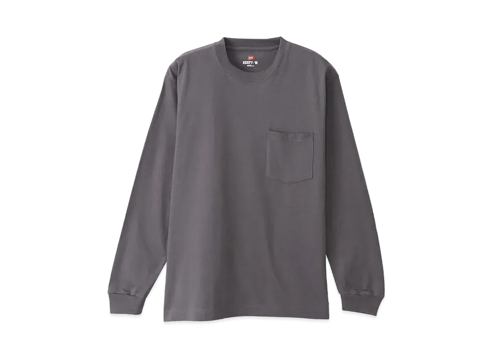Hanes BEEFY Pocket Long Sleeve T-shirt "Dark Gray"