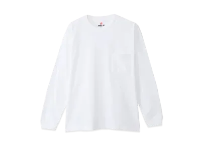 Hanes BEEFY Pocket Long Sleeve T-shirt "White"