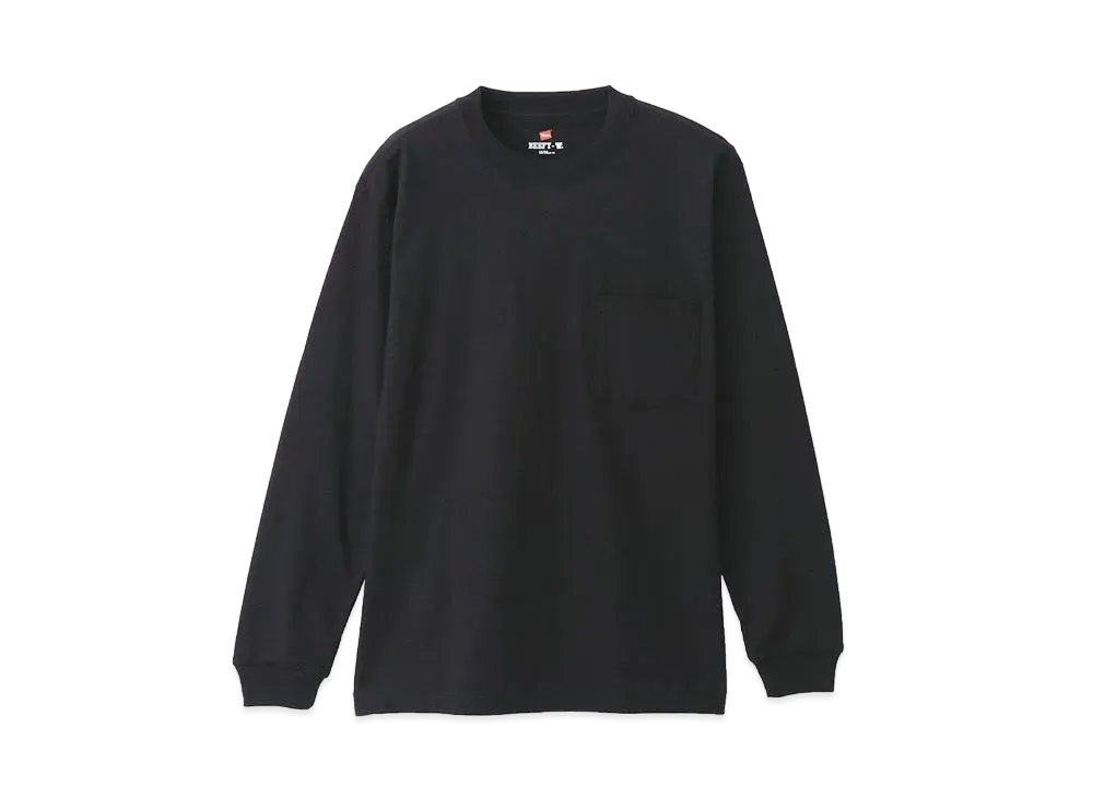 Hanes BEEFY Pocket Long Sleeve T-shirt "Black"