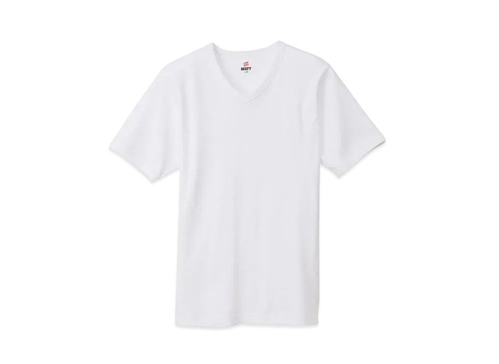 Hanes BEEFY Rib V-neck T-shirt "White"