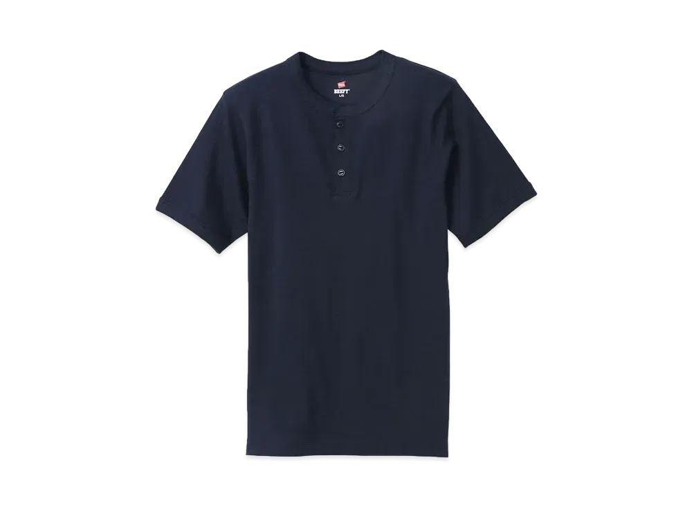 Hanes BEEFY Rib Henleyneck T-shirt "Navy"