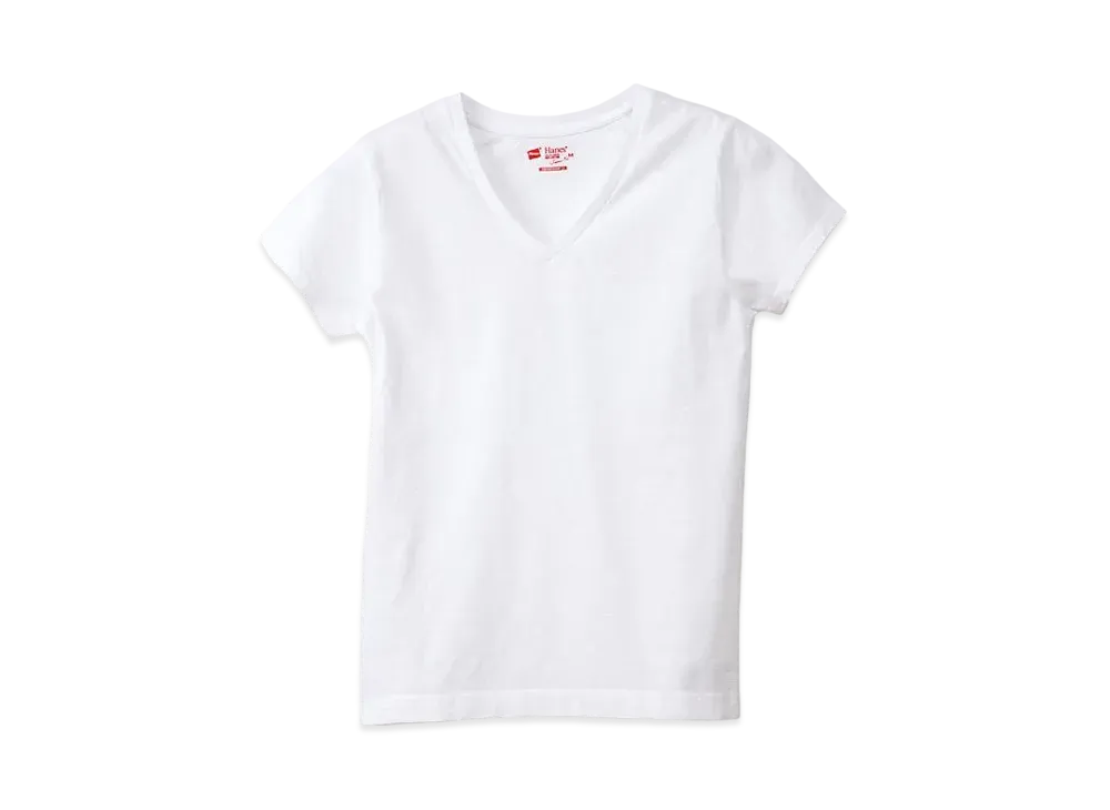 Hanes 2P Women's Japan Fit V-neck T-shirt "White"