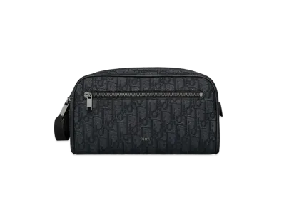 Dior Toiletry Bag Dior Oblique Jacquard with Grained Calfskin "Black"