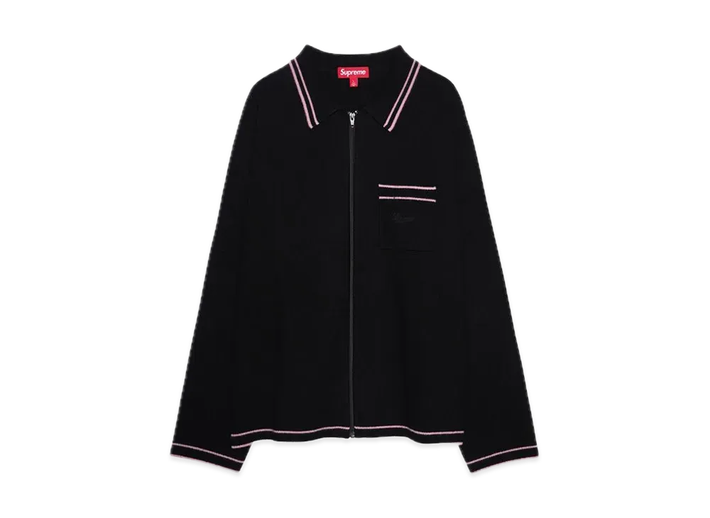 Supreme Zip Up Polo Sweater "Black"