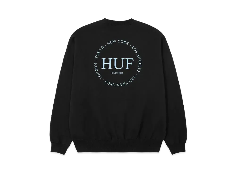 HUF Fall 24 Fine Print Fleece Crew "Black"