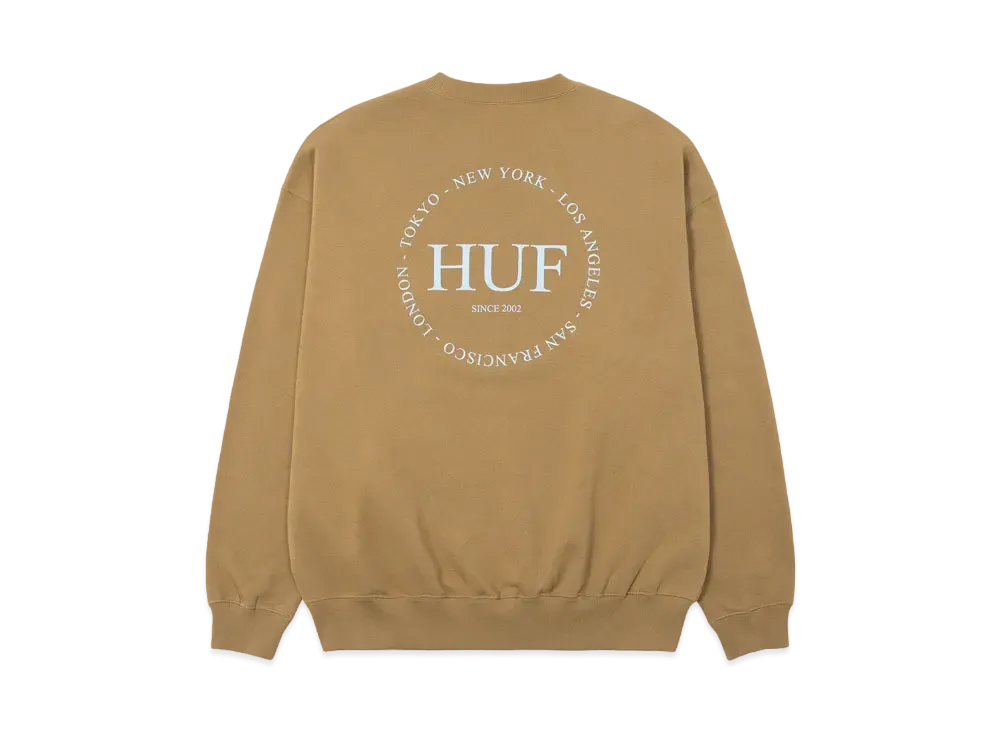 HUF Fall 24 Fine Print Fleece Crew "Camel"