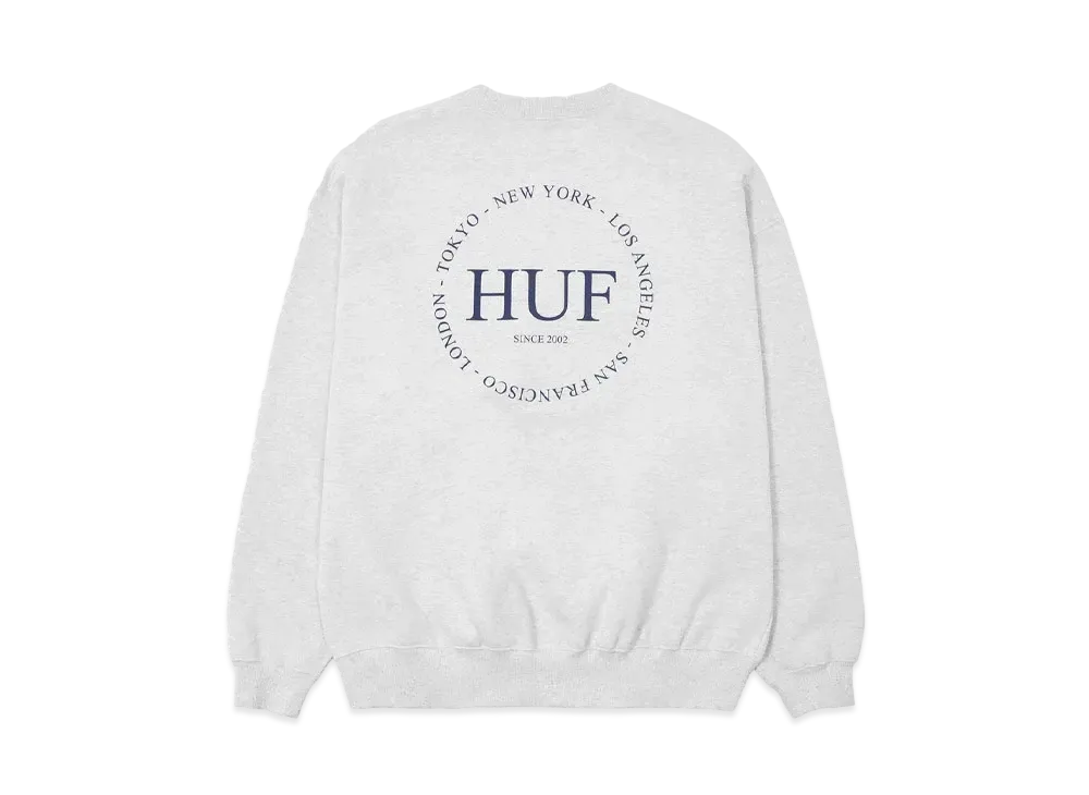 HUF Fall 24 Fine Print Fleece Crew "Ash Gray"