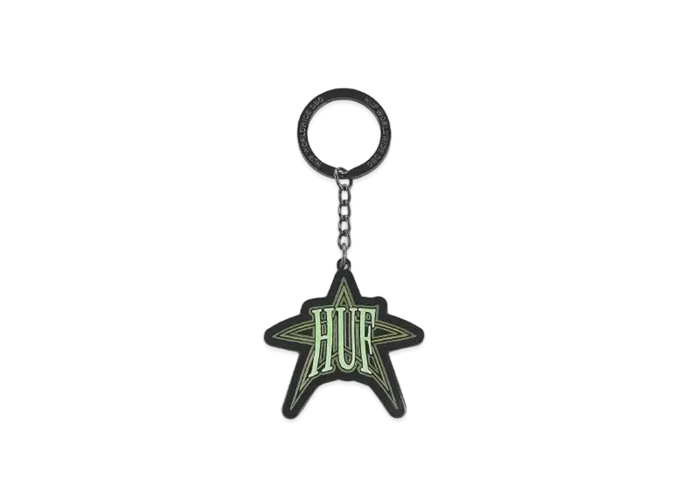 HUF Fall 24 Intergalactic Glow Metal Keychain "Black Nickel"