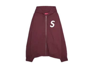 Supreme S Logo Zip Up Hooded Sweatshirt "Maroon"