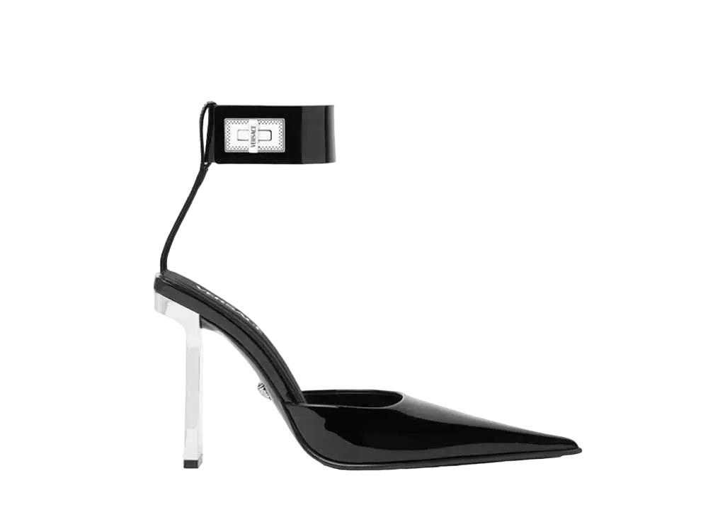 Versace Women's Slice Slingback Pumps 105mm "Black/Silver"