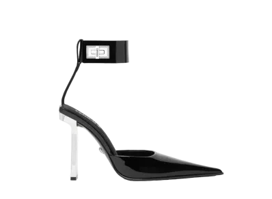 Versace Women's Slice Slingback Pumps 105mm "Black/Silver"