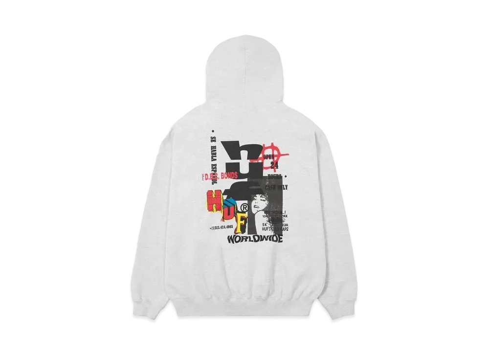 ハフ フォール 24 カット アンド ペースト フリース フーディー "アッシュグレー"