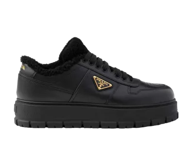 PRADA Leather Laced Sneakers "Black"