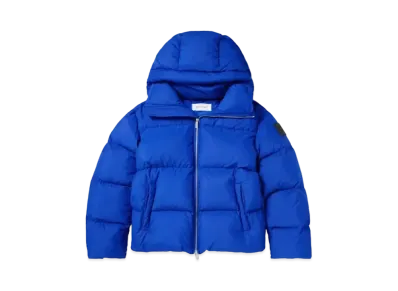 OFF-WHITE Logo Applique Quilting Shell Hooded Down Jacket "Blue"
