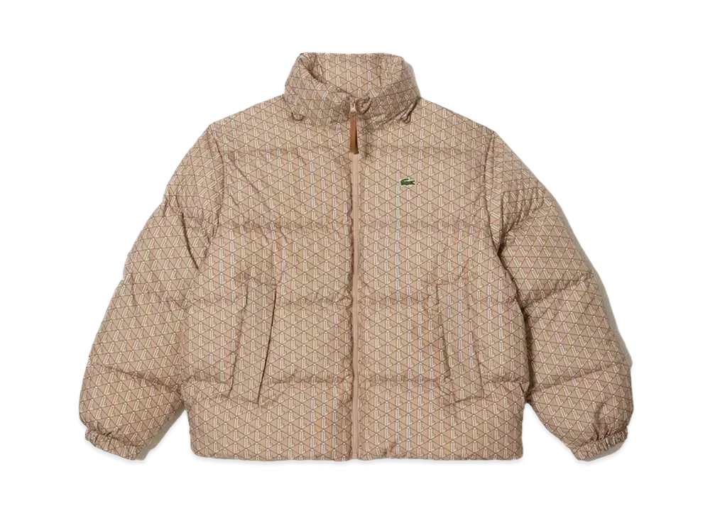 LACOSTE Monogram Print Down Jacket "Beige"