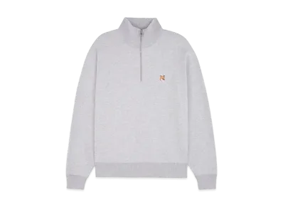 Maison Kitsune Fox Head Patch Comfort Half Zip Sweatshirt "Light Grey Melange"