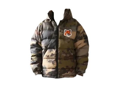 Maison Kitsune Quilting Camo Print Down Jacket "Khaki"
