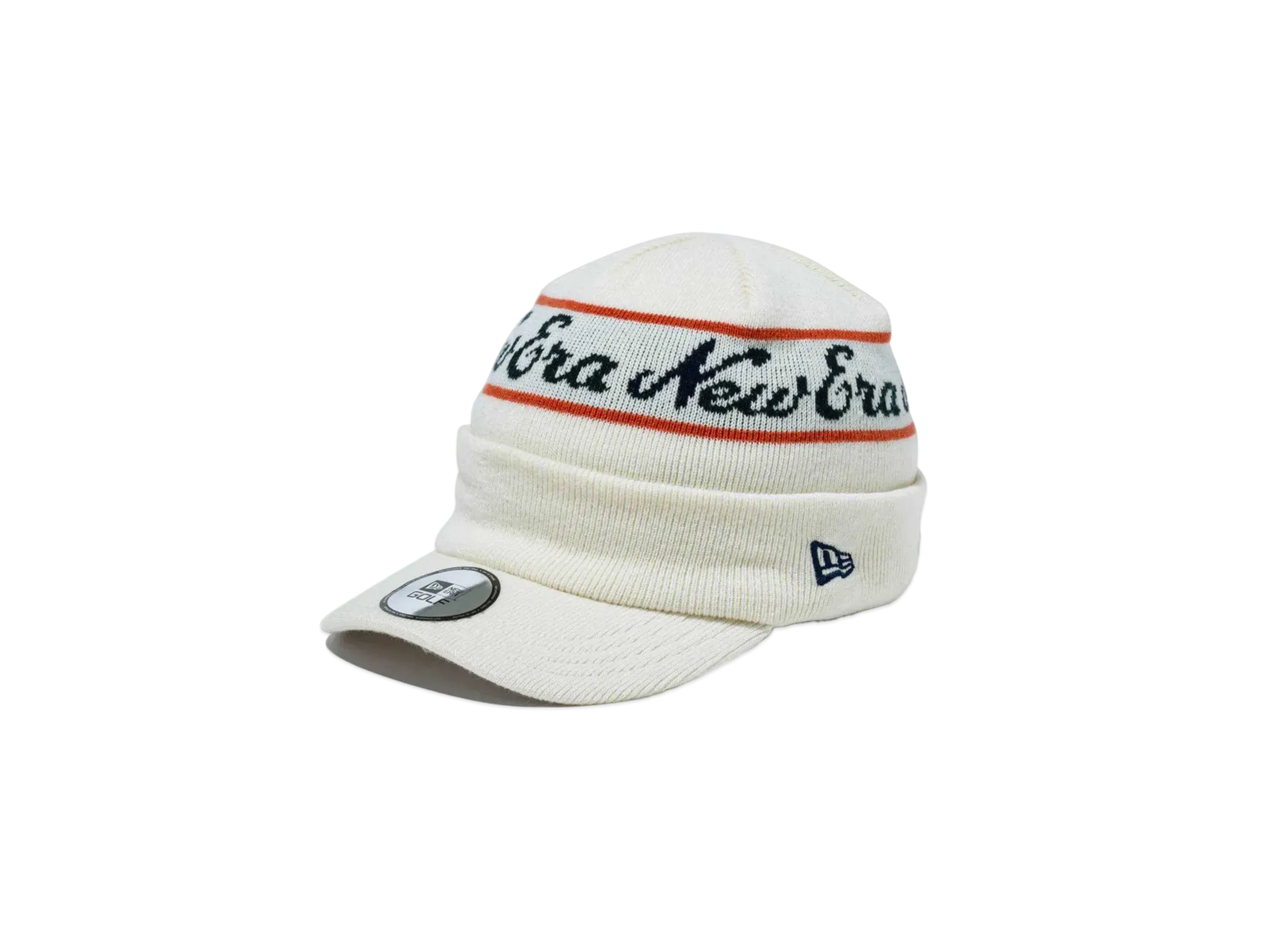 NEW ERA Golf Visor Knit Jacquard Old Logo "Off White"