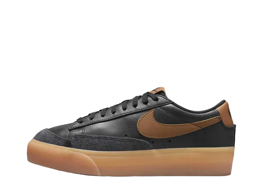 Nike Women's Blazer Low Platform "Black/White/Gum Yellow/Light British Tan"