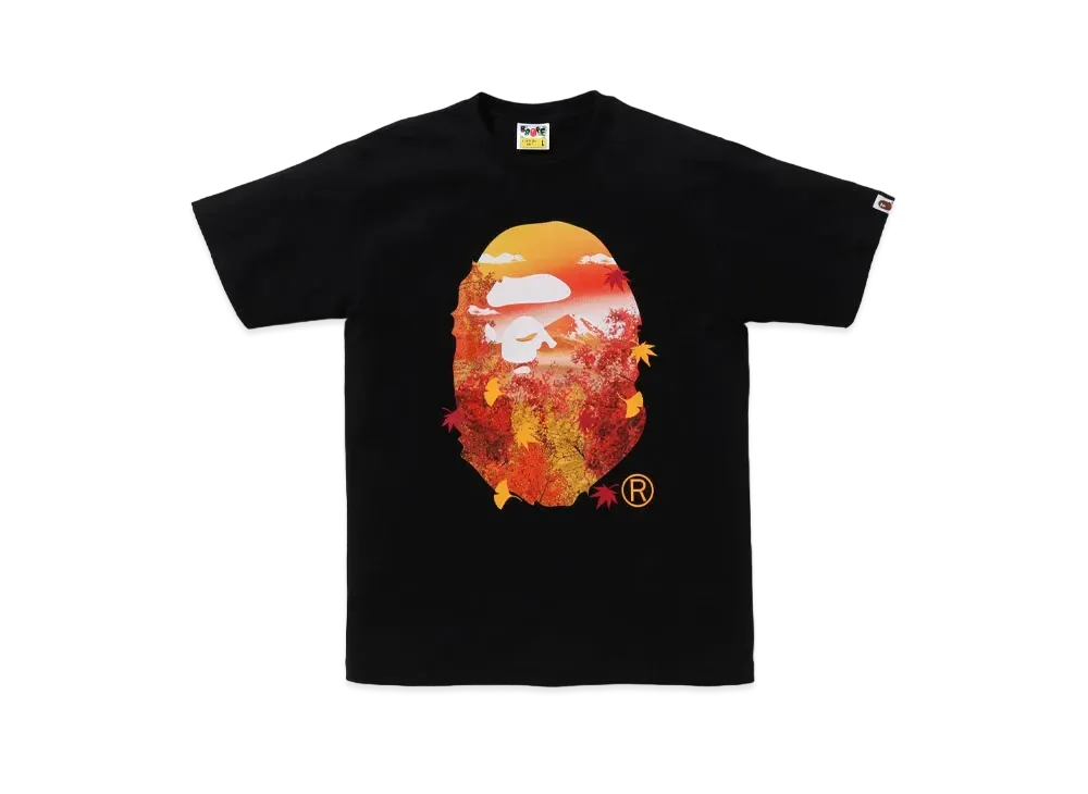 A BATHING APE Japan Autumn Photo Ape Head Tee "Black"