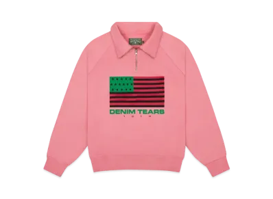 DENIM TEARS ADG Pan African American Flag Half Zip "Pink"