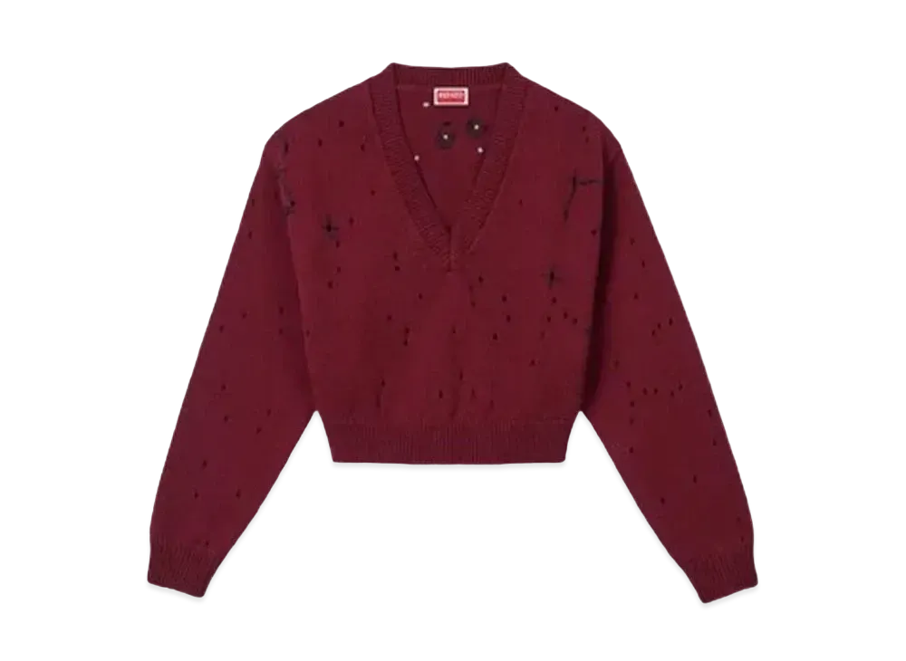KENZO 'CONSTELLATION' Embroidery Cropped Jumper "Bordeaux"