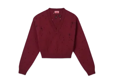 KENZO 'CONSTELLATION' Embroidery Cropped Jumper "Bordeaux"