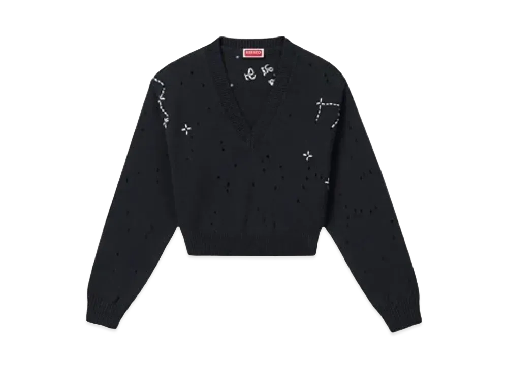 KENZO 'CONSTELLATION' Embroidery Cropped Jumper "Black"