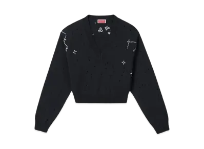 KENZO 'CONSTELLATION' Embroidery Cropped Jumper "Black"
